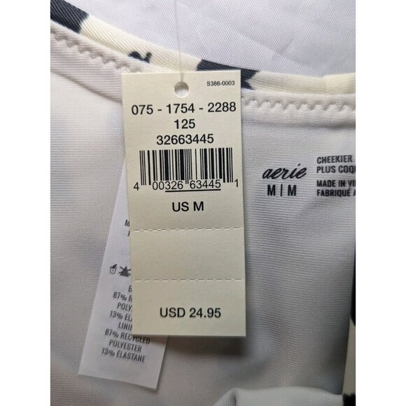 AERIE SWIMWEAR Women's Black White Leopard Print Bikini Bottom Medium NWT 1131 - Picture 4 of 10